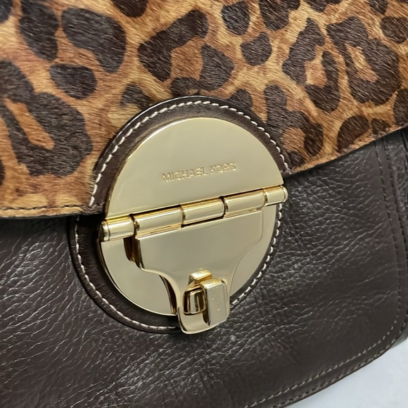 Vintage Michael Kors Handbag, Brown Leather with Dyed Calf Hair in Leopard, Med - Picture 3 of 16